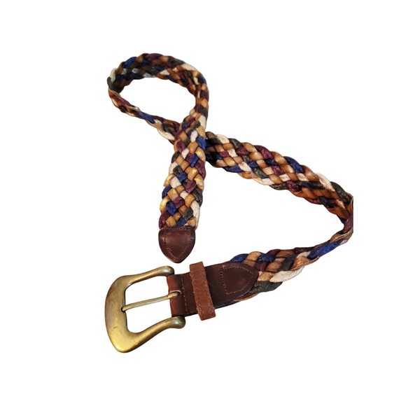 Vintage 80's County Seat Boho Western Braid Belt Brass Buckle XS-S - Picture 3 of 7